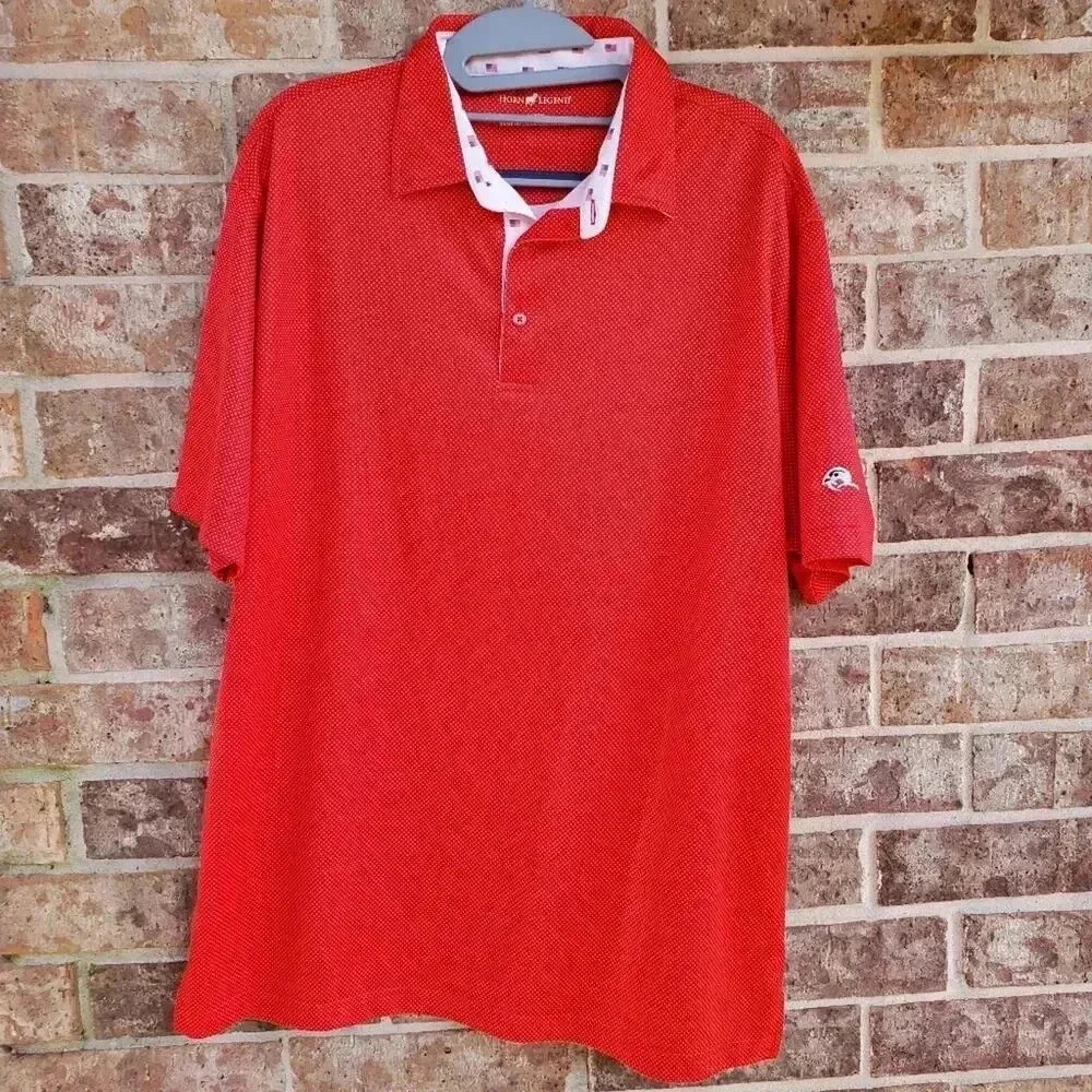 Horn Legend Red Polka Dots Polo Size L